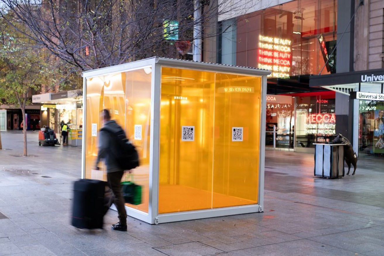Flinders University launches its gold box campaign in Rundle Mall. Photo: supplied