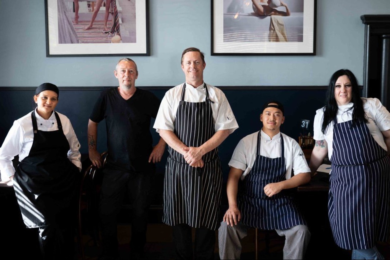Sussex Hotel sous chef Melissa Fazzini (far right) and head chef Chris Wilson (centre), with Hasna Hena, Adrian Seadon and Keshev Syangtan (L-R) 
