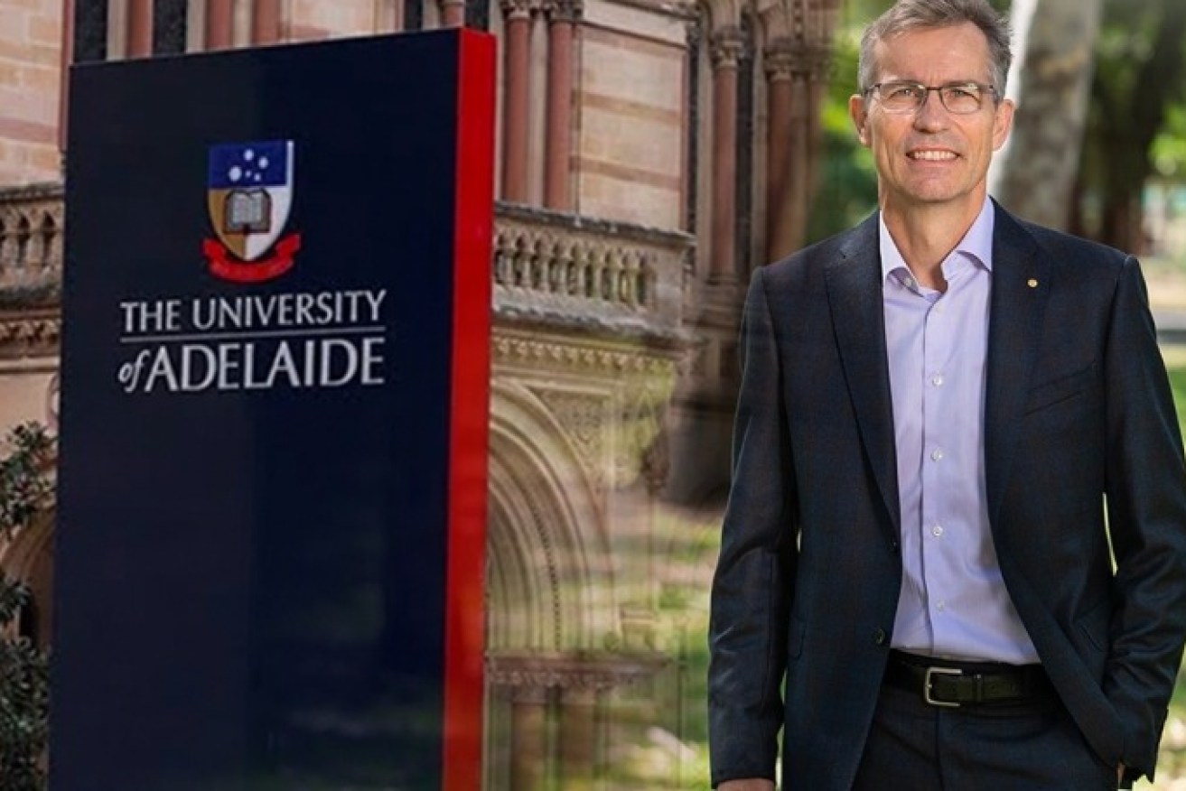 University of Adelaide vice-chancellor Peter Høj. Left photo: Tony Lewis/InDaily. Image: Tom Aldahn/InDaily