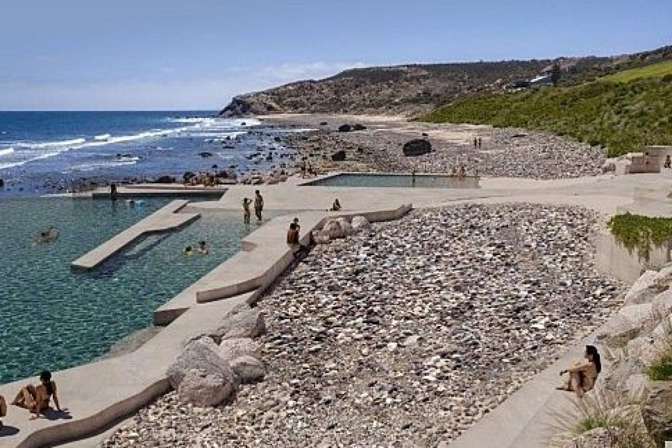 Marion Council's artist impression of proposed 50m seaside pool at Hallett Cove. Nicole Larkin Design Architect 