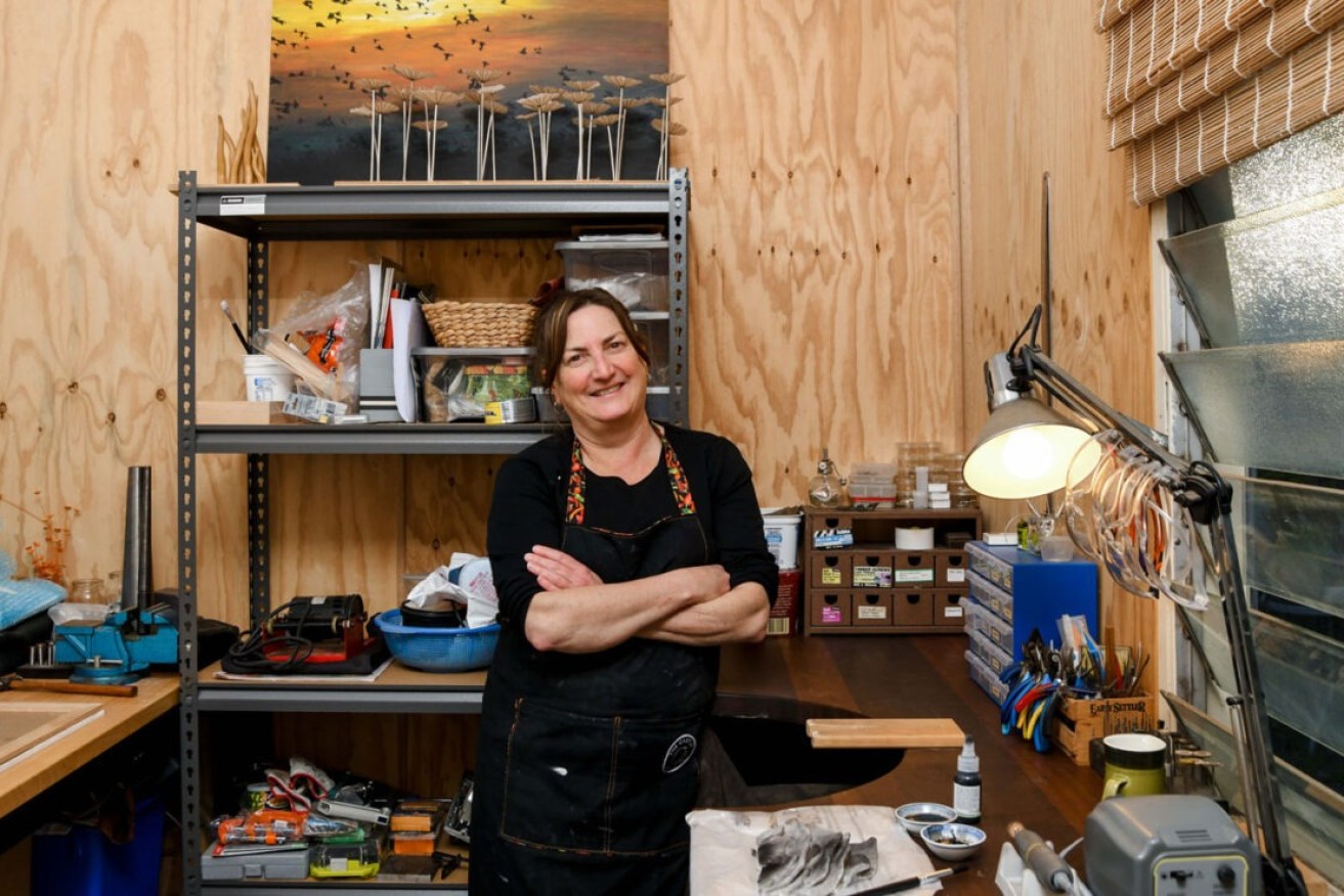 Artist Michelle Kelly's studio is overflowing with tools, moulds and past projects. Photo: Jack Fenby / inReview