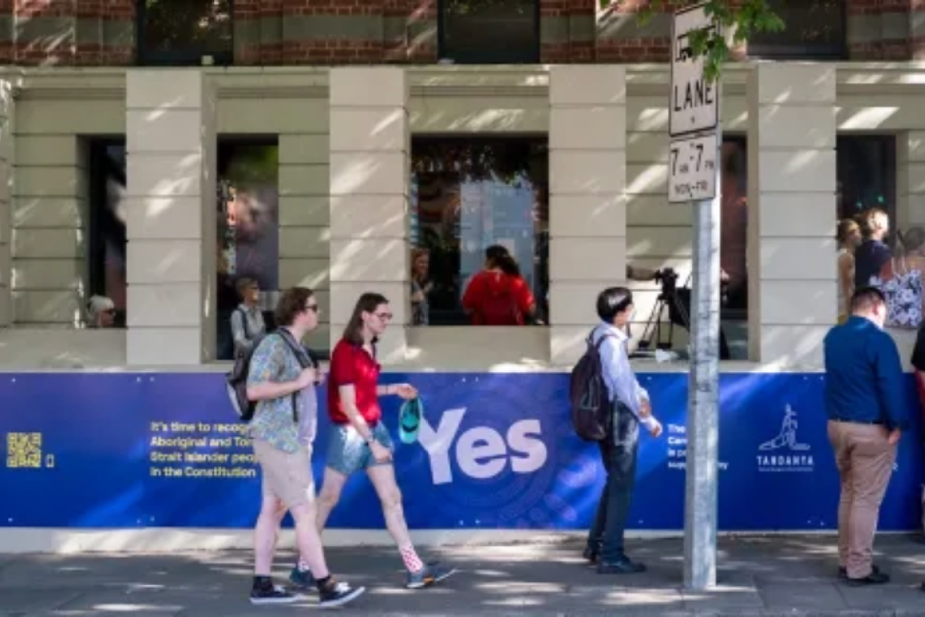 The voice to parliament 'Yes' campaign was launched in Adelaide in February, with the referendum date to be announced here next week. Photo: Johnny von Einem