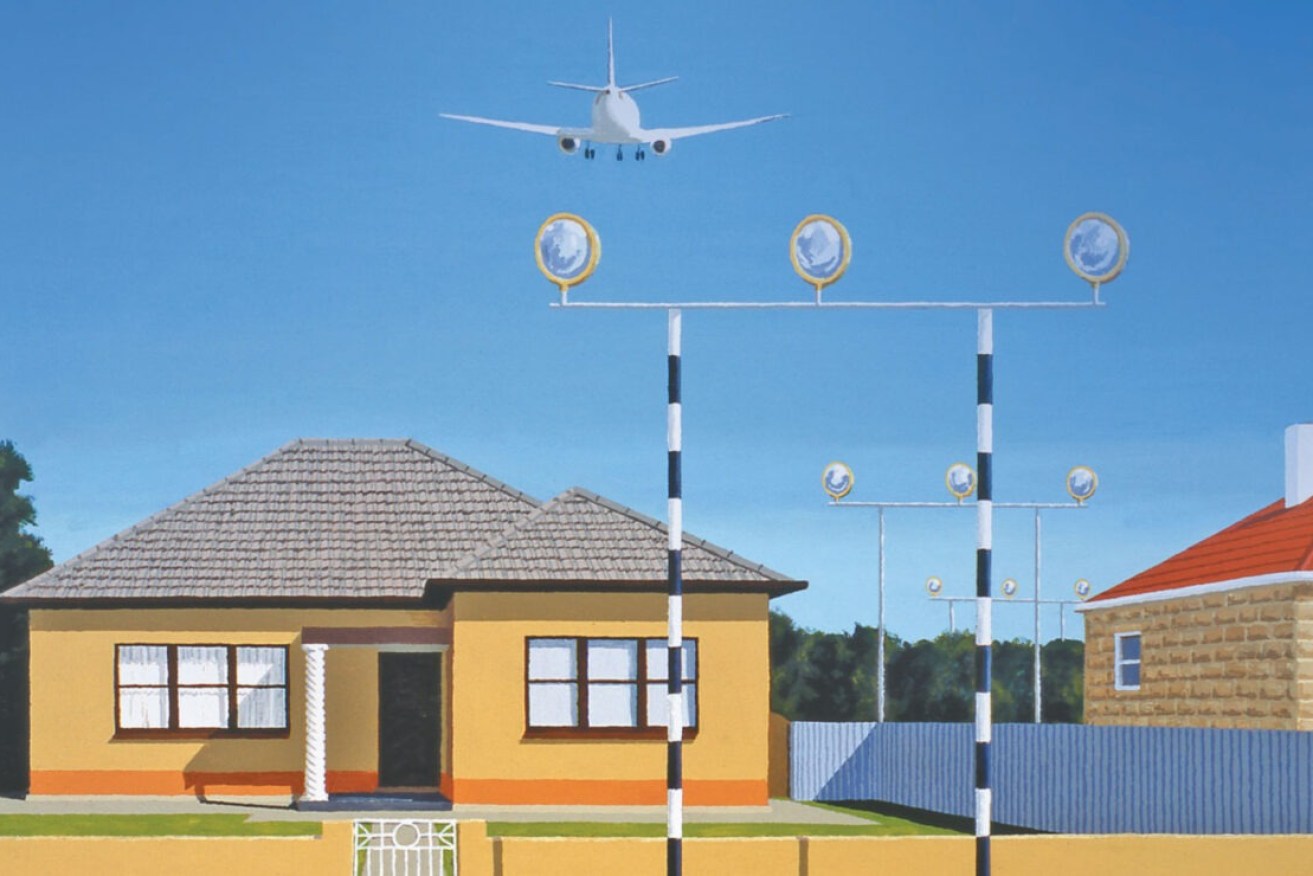 Richard Maurovic's 'Adelaide Airport Landing Lights' (2004) is the cover image of Peter Goers' new book 'In the Air of an Afternoon Almost Past'. Photo: Supplied