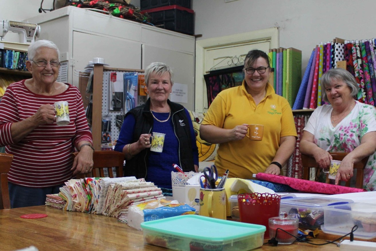 Participants of Nays Place’s Sunday craft sessions Bev Heinrich (left), Jan McPherson, Nays Place owner Naomi Campbell and Lyn Wilson. Photo: Christine Webster