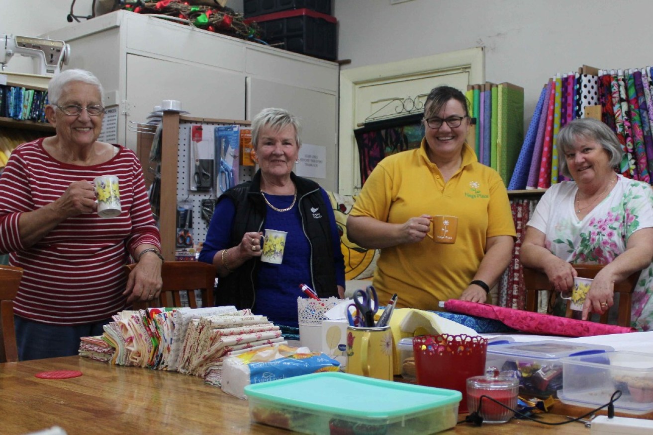 Participants of Nays Place’s Sunday craft sessions Bev Heinrich (left), Jan McPherson, Nays Place owner Naomi Campbell and Lyn Wilson. Photo: Christine Webster
