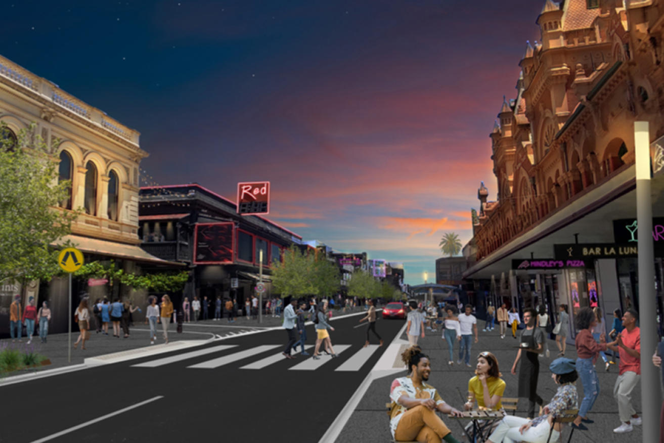 Draft concept designs for council's upgrade of Hindley Street. Image: Adelaide City Council
