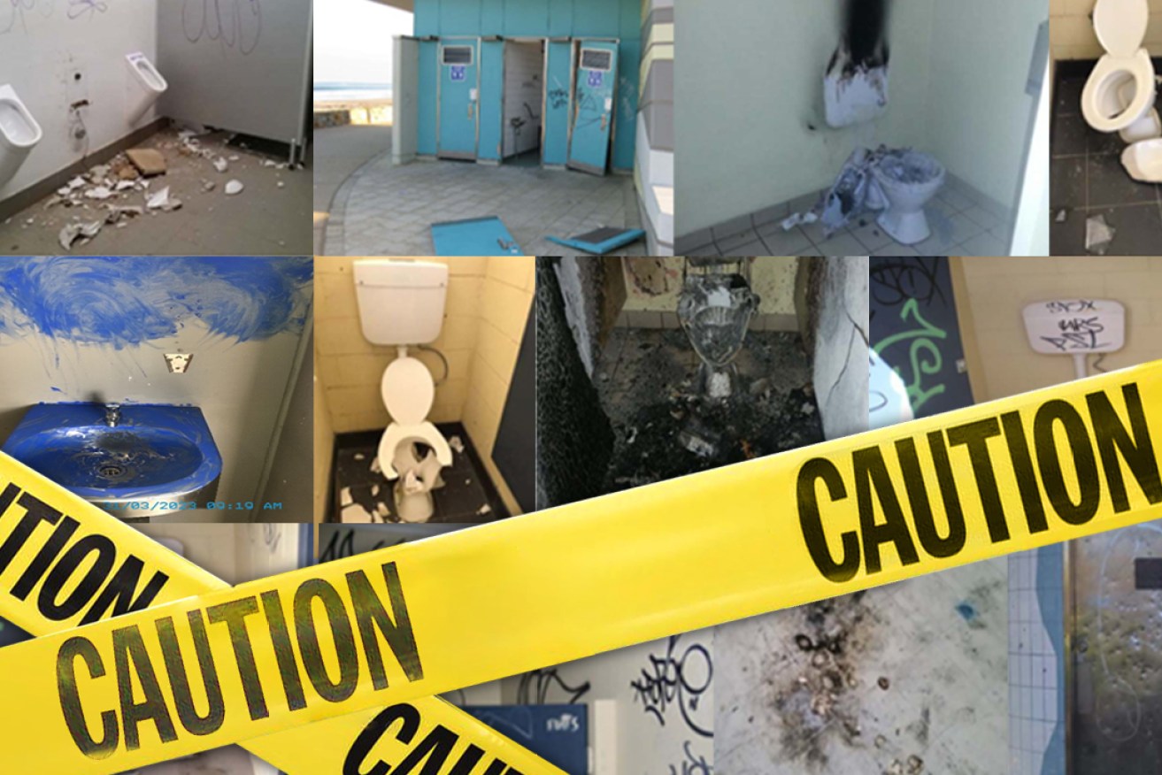 Public toilets in the City of Onkaparinga have been subject to repeated vandalism. Photo: City of Onkaparinga/supplied; graphic design: Jayde Vandborg