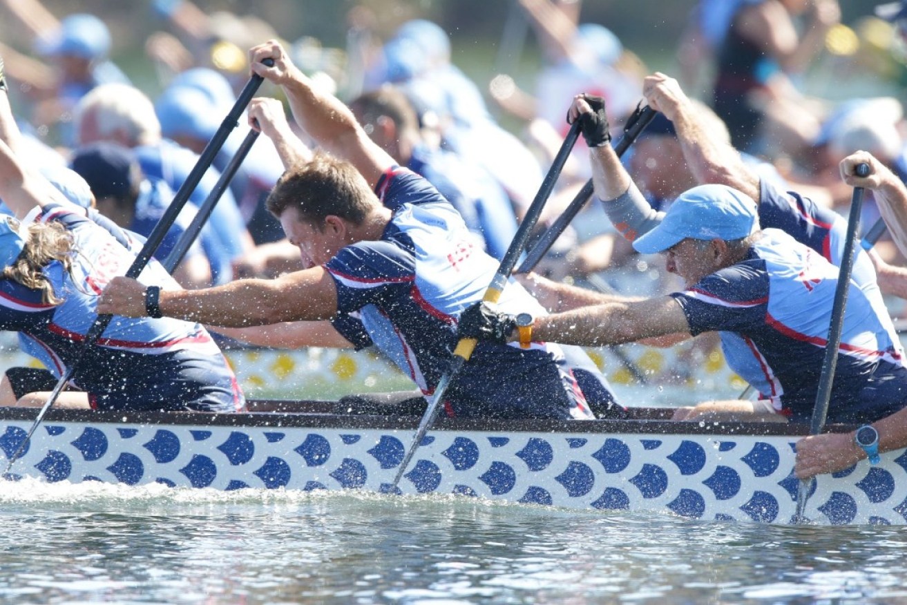 Dragon boat racing at the Australian Masters Games. Photo: AMG.