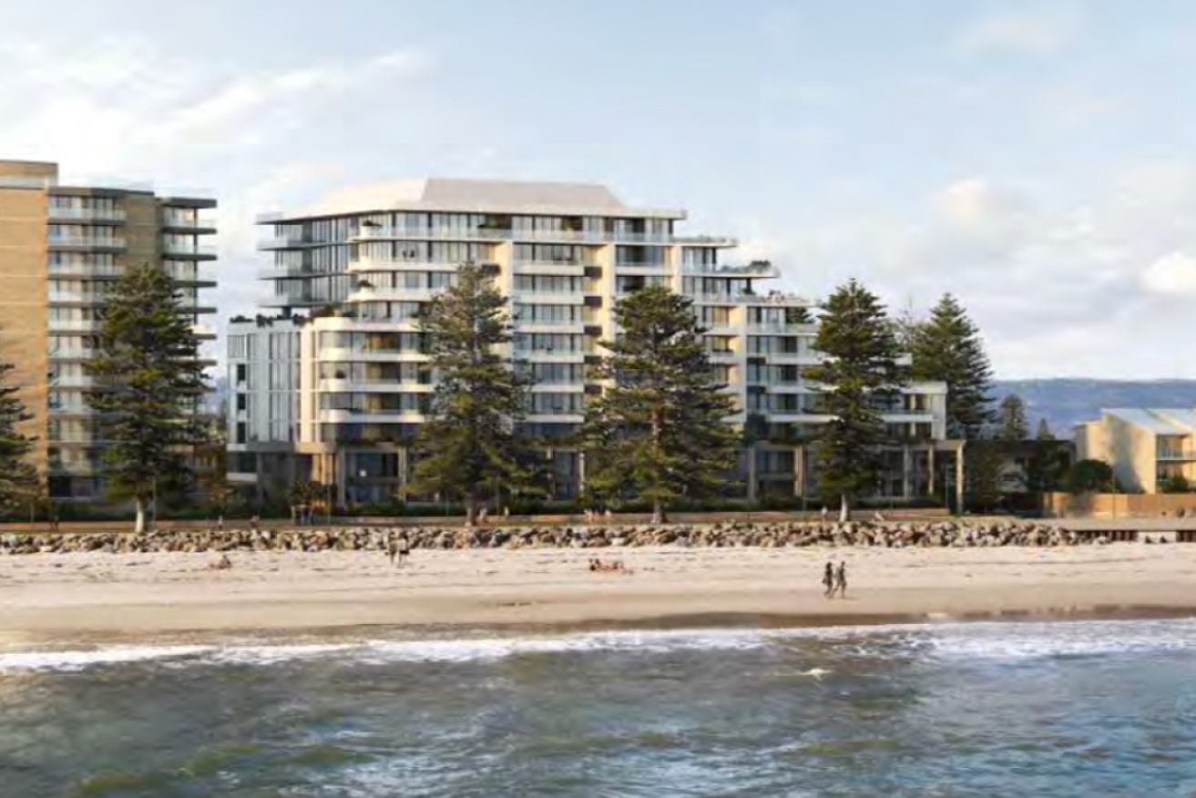 Chasecrown's 10-storey apartment proposal on the Glenelg foreshore has been refused planning consent for a second time. Image: Chasecrown/supplied