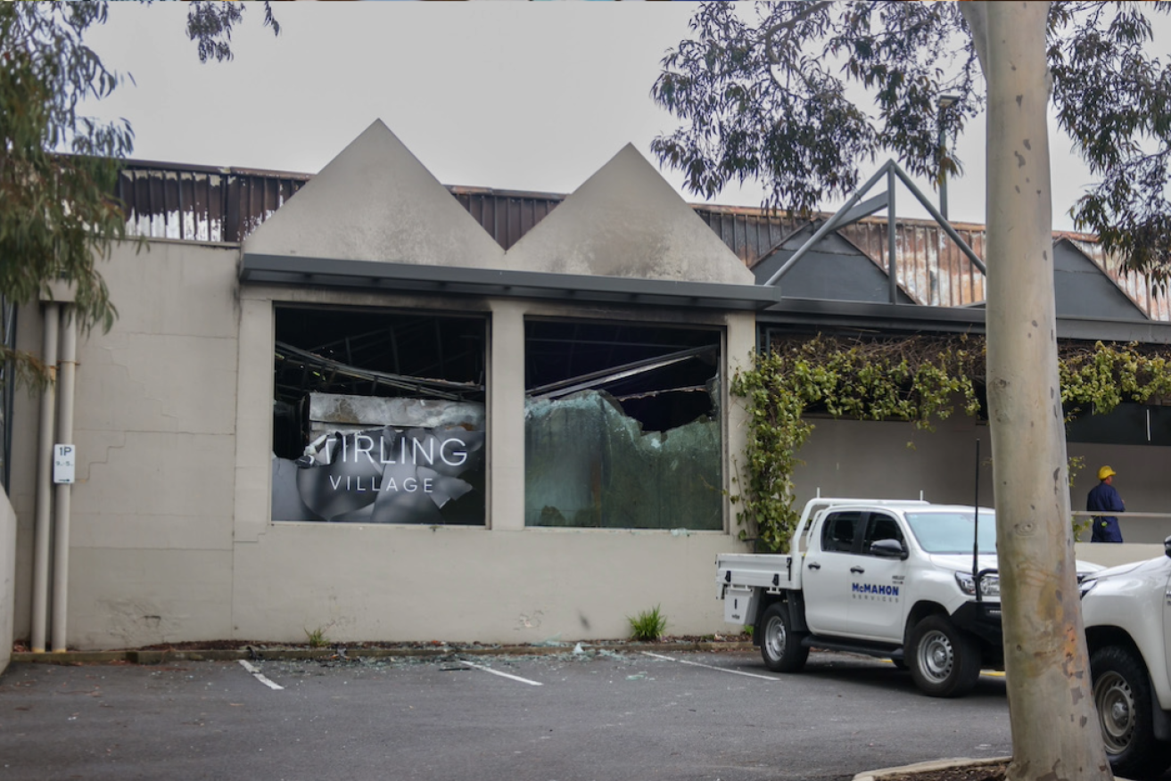 The Woolworths supermarket inside this Stirling shopping arcade was destroyed. Photo: Tony Lewis/InDaily
