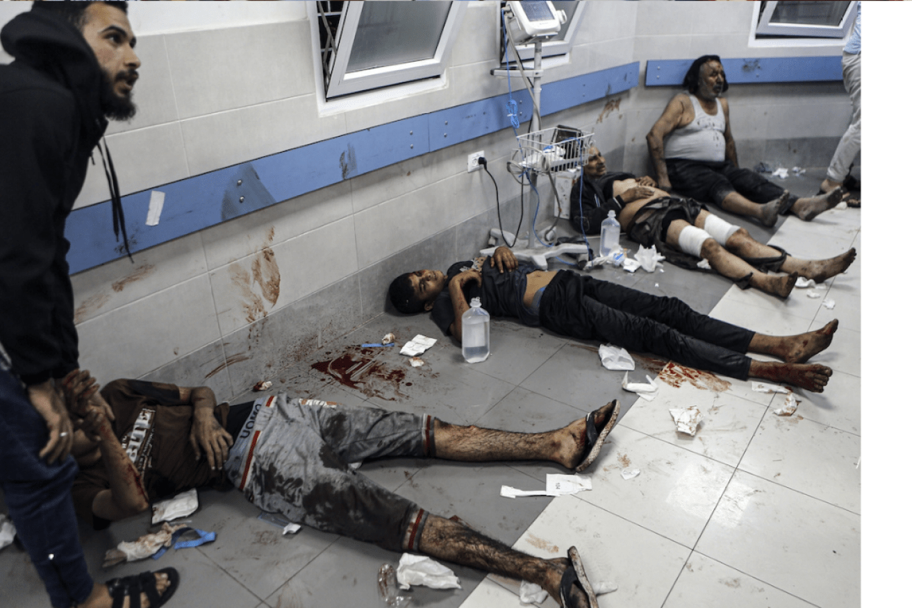 Wounded Palestinians at the al-Shifa hospital in Gaza City. Photo: AP/Abed Khaled