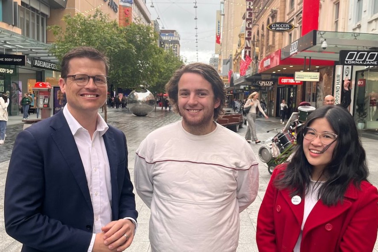 New steps are being taken to protect retail staff being abused and assaulted. SDA secretary Josh Peak, McDonald's worker Connor Boyle and Coles worker Gabbi Colloff. Photo: Belinda Willis