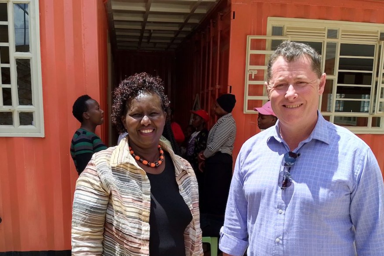 Former State health minister and treasurer Jack Snelling at the new centre his organisation is supporting for children with disabilities in a Nairobi slum. Photo: supplied