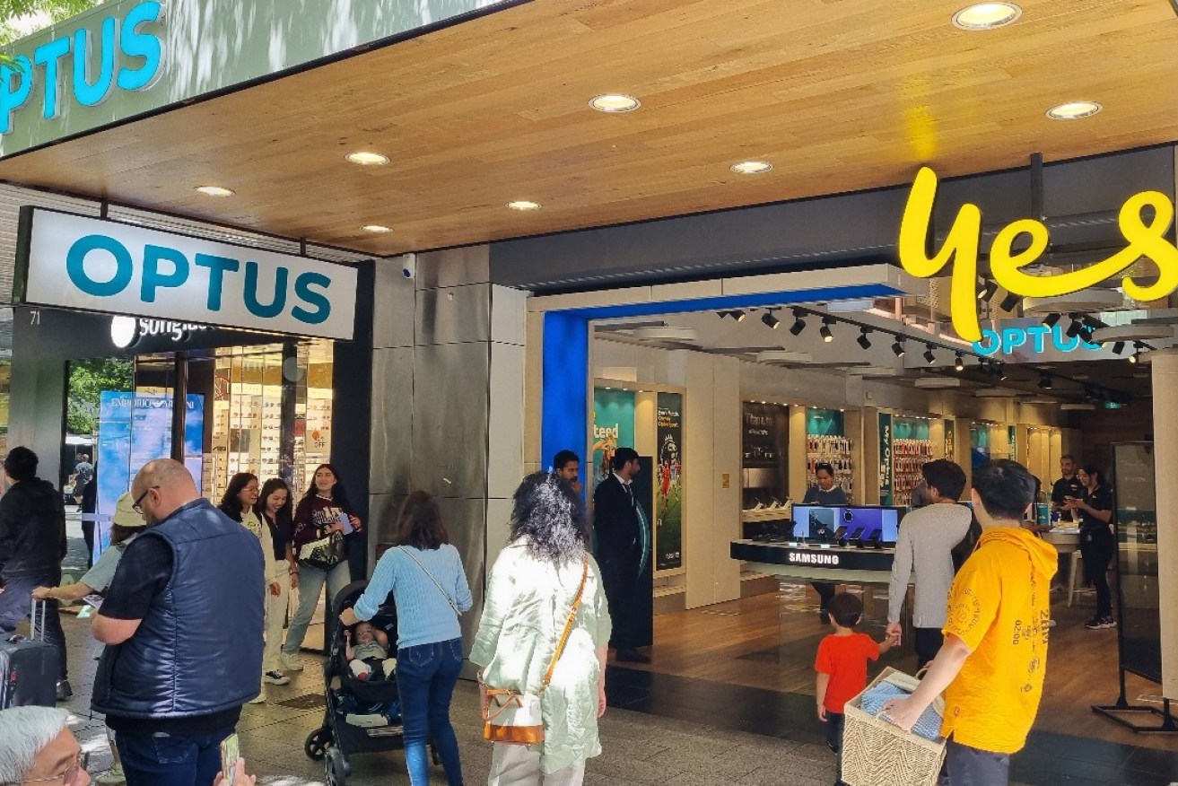 Optus' store in Rundle Mall. Photo: Thomas Kelsall/InDaily