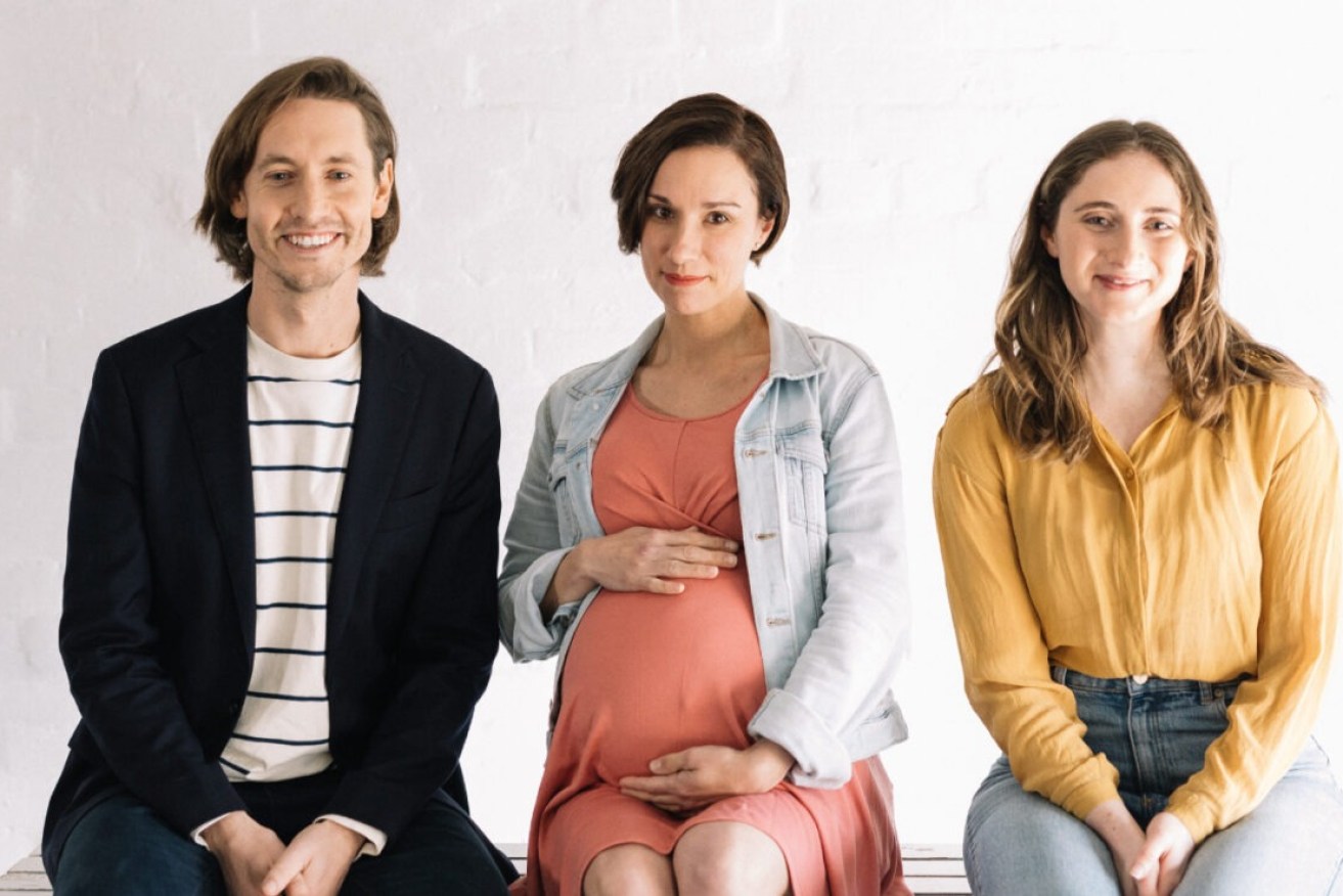 Matt Crook, Erin James and Kathryn Adams star in the new State Theatre Company SA production 'Welcome to Your New Life'. Photo: Thomas McCammon / supplied