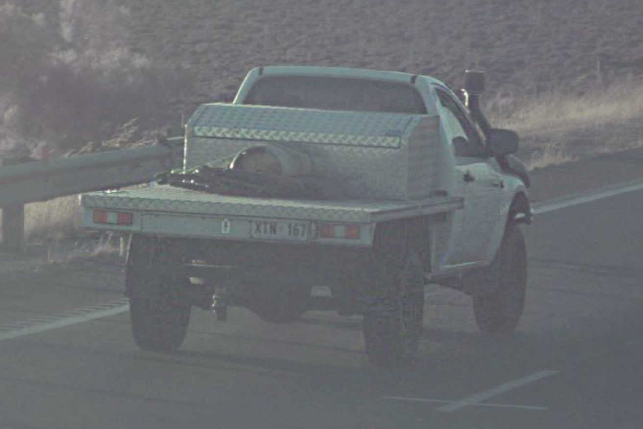 Kevin Jewell's Mitsubishi Triton was last seen travelling north near Port Wakefield at around 7.30pm Tuesday. He is considered armed and dangerous. Photo: SA Police