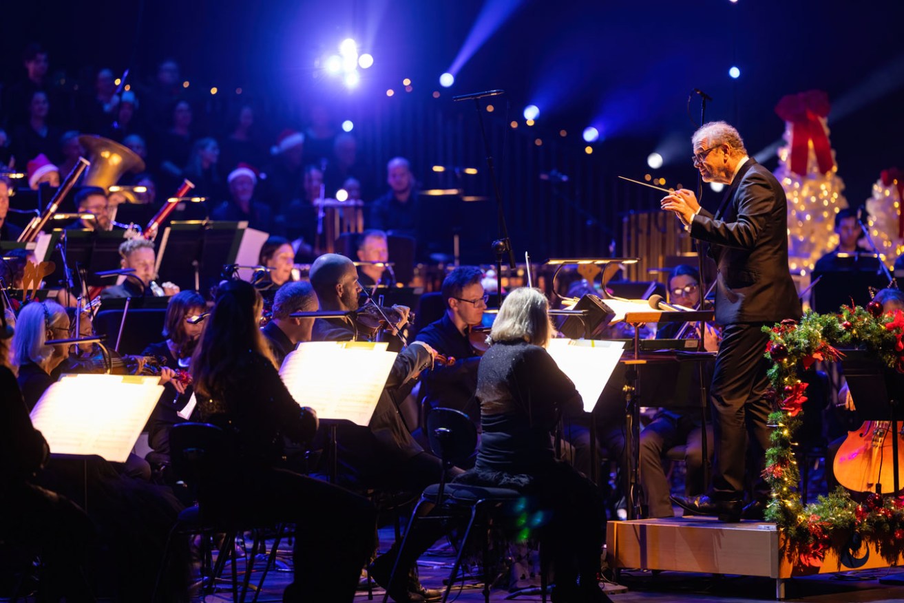 Guy Noble conducts the Adelaide Symphony Orchestra for 'Christmas Unwrapped'. Photo: Ben Macmahon