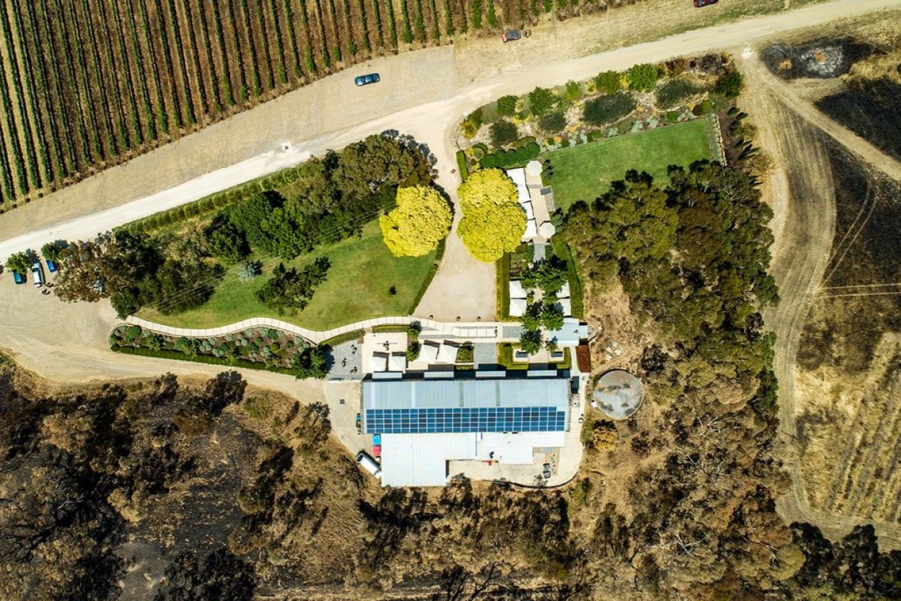 Golding Wines after the 2019 fire Photo: Adelaide Aerial