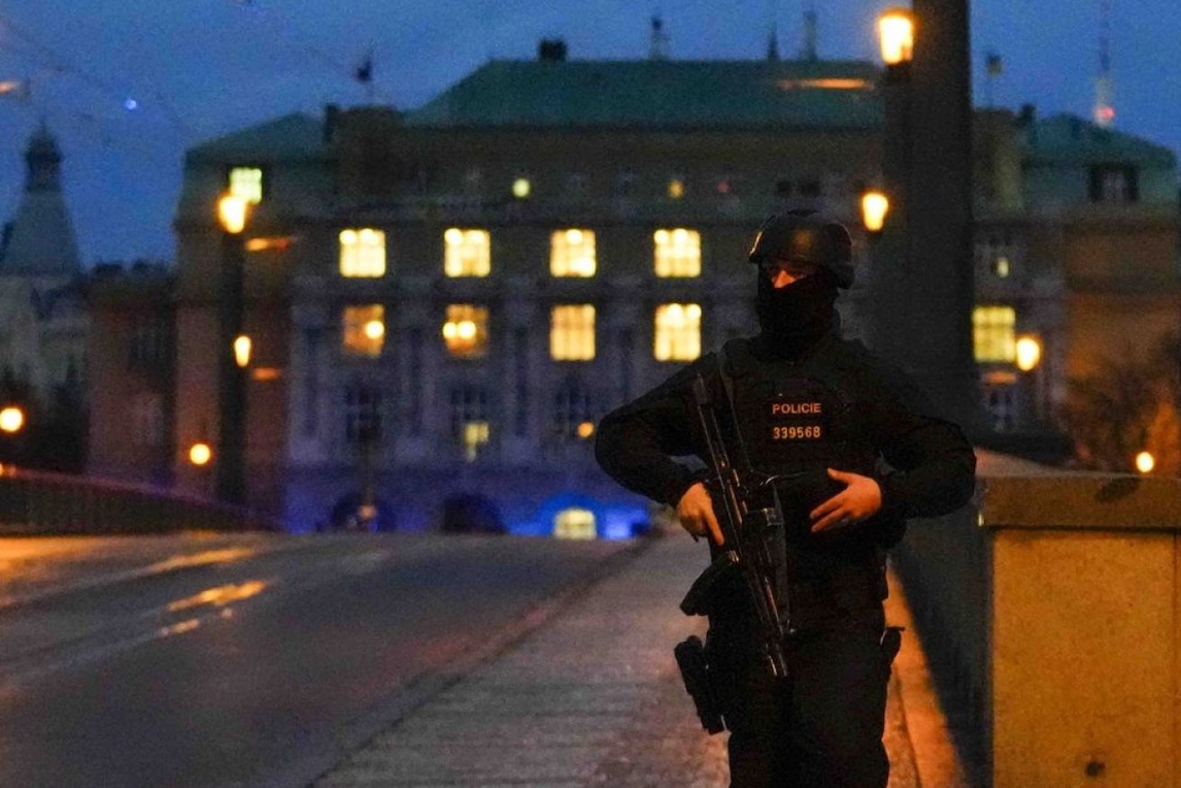 An armed police officer in Prague. Photo: Petr David Josek/AP
