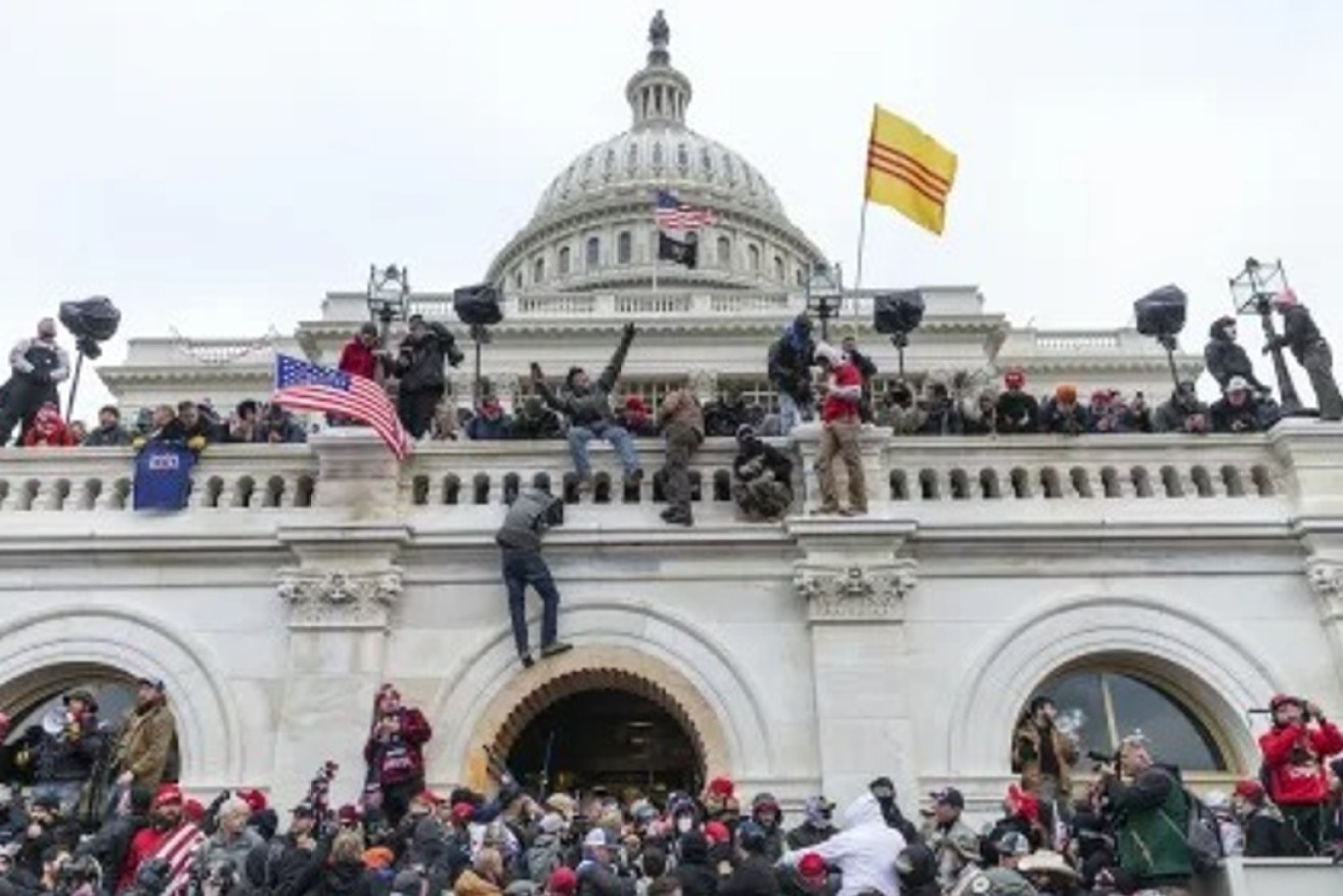 Trump supporters invade the US Capitol on January 6 2020 in a bid to stop Congress ratifying the presidential election win for Joe Biden. Photo: AAP
