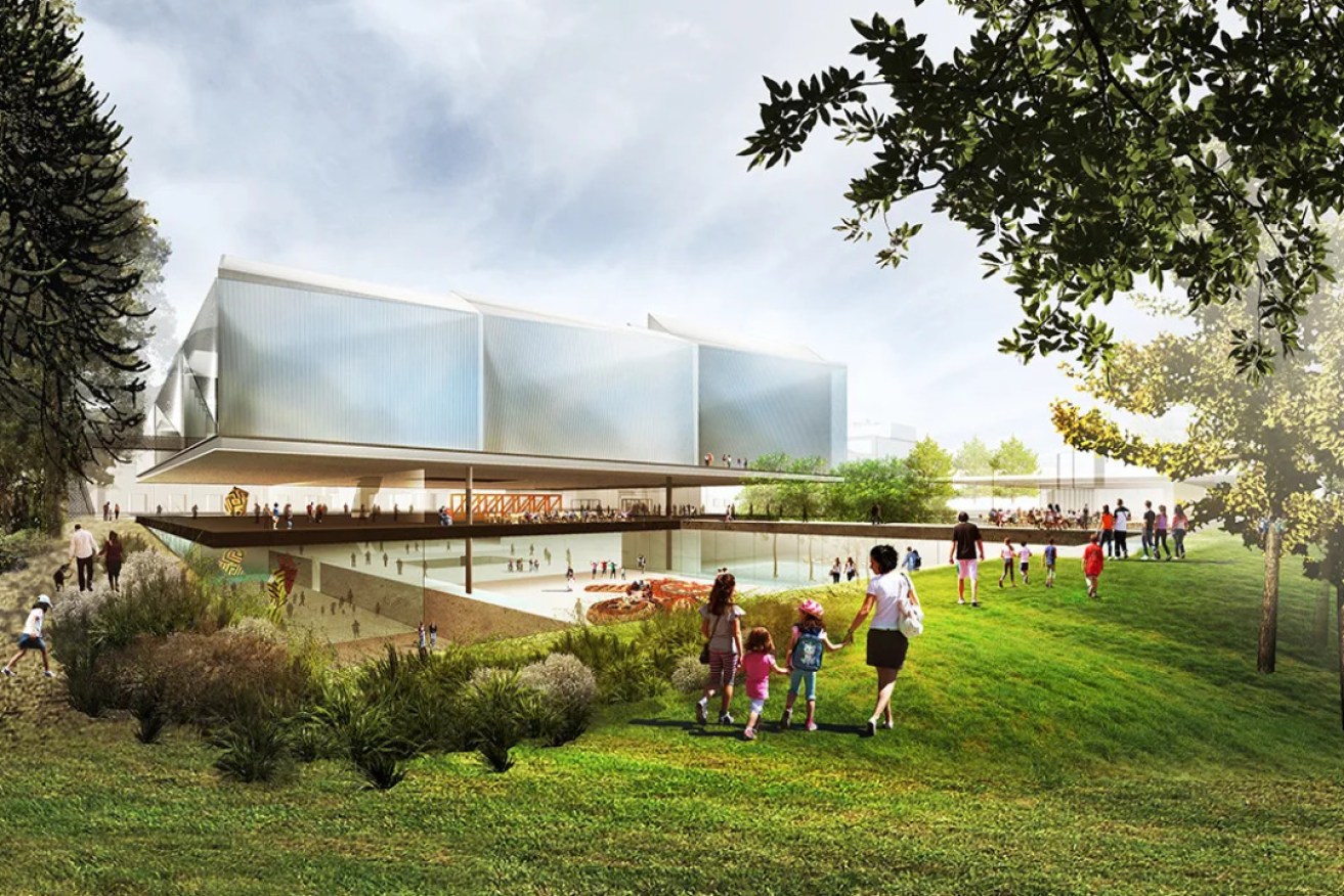 The winning design for an Adelaide Contemporary art gallery in 2018. The process was ended by the Marshall Liberal Government. Design by Diller Scofidio + Renfro and Woods Bagot, who would also later provide the concept design for the Aboriginal cultural centre proposed for Lot Fourteen.