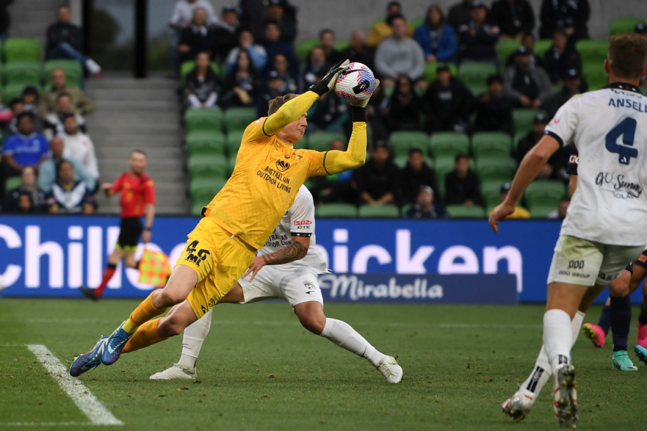 Adelaide United's Joe Gauci pulls off a great save against Melbourne Victory.  Photo: MarkAvellino/Sportpix/Sipa USA