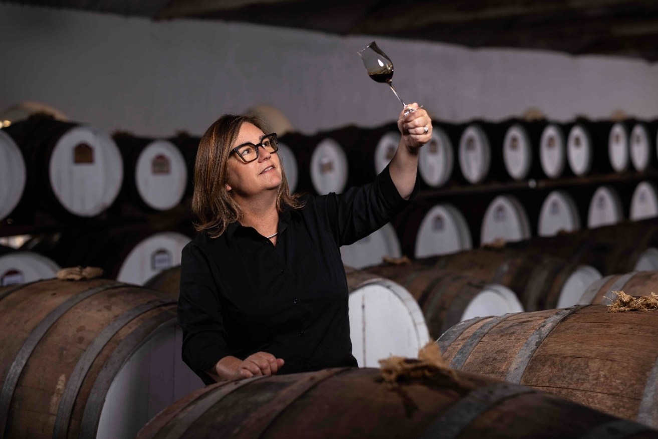 Seppeltsfield chief winemaker Fiona Donald says this year's 100-year-old Tawny is made better with the bespoke glasses on offer. Photo: supplied