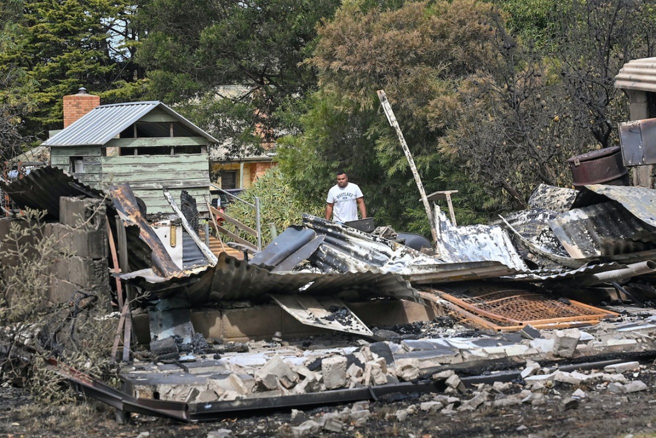 Dozens of homes have been destroyed by bushfire in the western Victorian town of Pomonal. Photo: Justin McManus/AAP