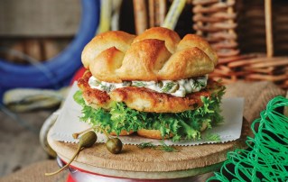Coffin Bay shellfish fritter sandwiches with caper and dill mayonnaise