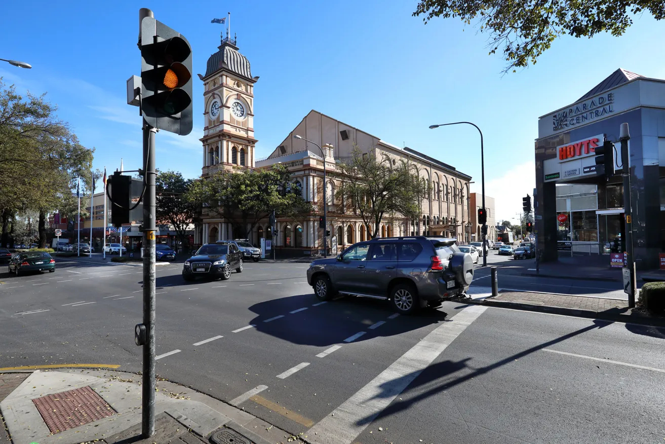 The clocktower of the Norwood Town Hall where our columnist once dined on pasta and gave some unwanted advice to a local politician. Photo: Tony Lewis/InDaily 