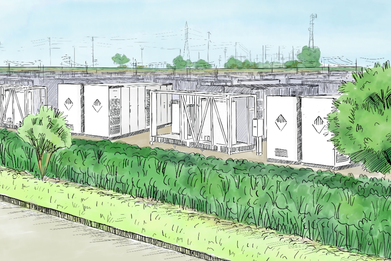 An illustration of ZEN Energy's proposed energy storage project at Templers. Photo: Supplied.