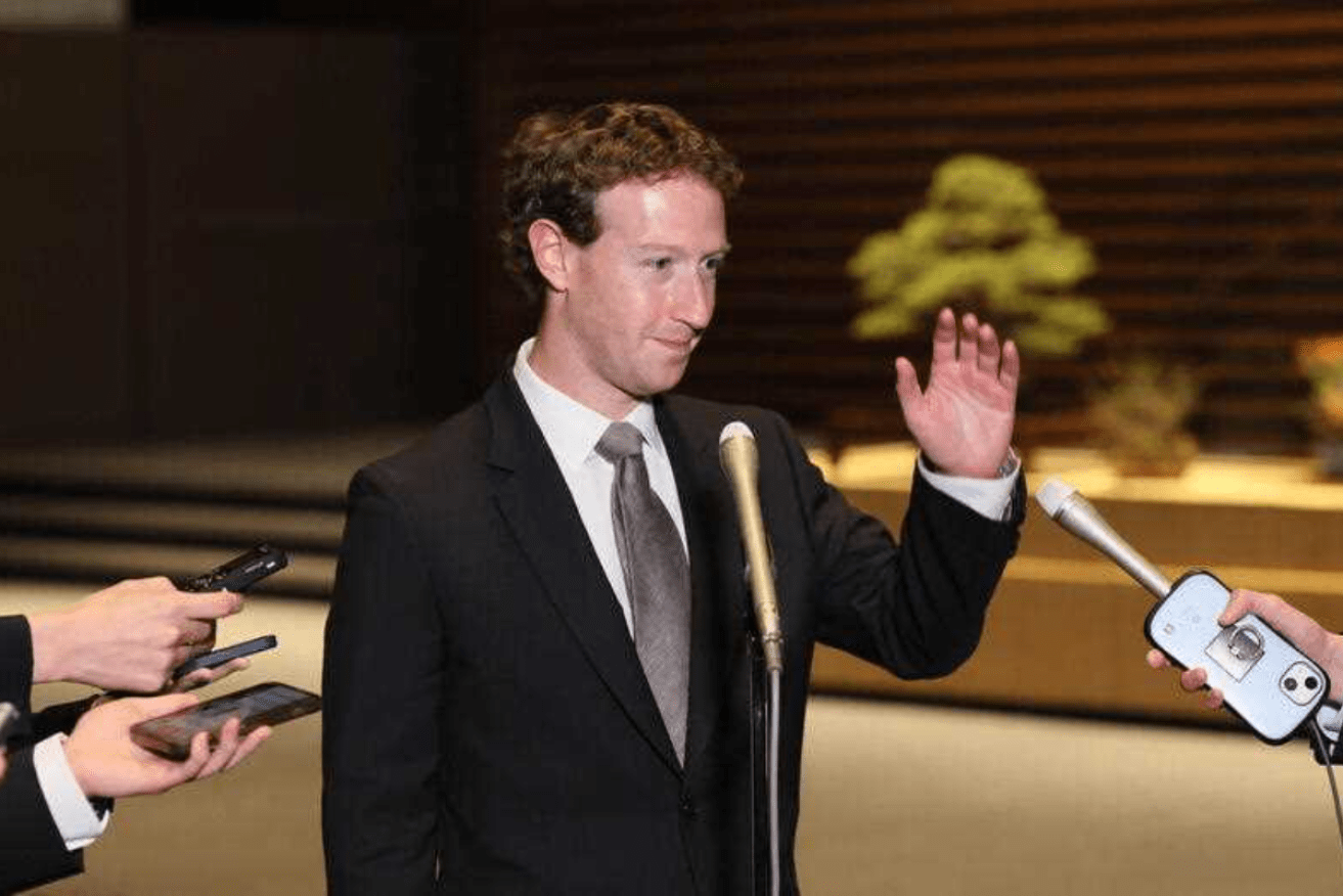 Mark Zuckerberg, CEO of Facebook, speaks to journalist after meeting Japanese Prime Minister Fumio Kishida on 27 February. Photo: EPA/JIJI Press