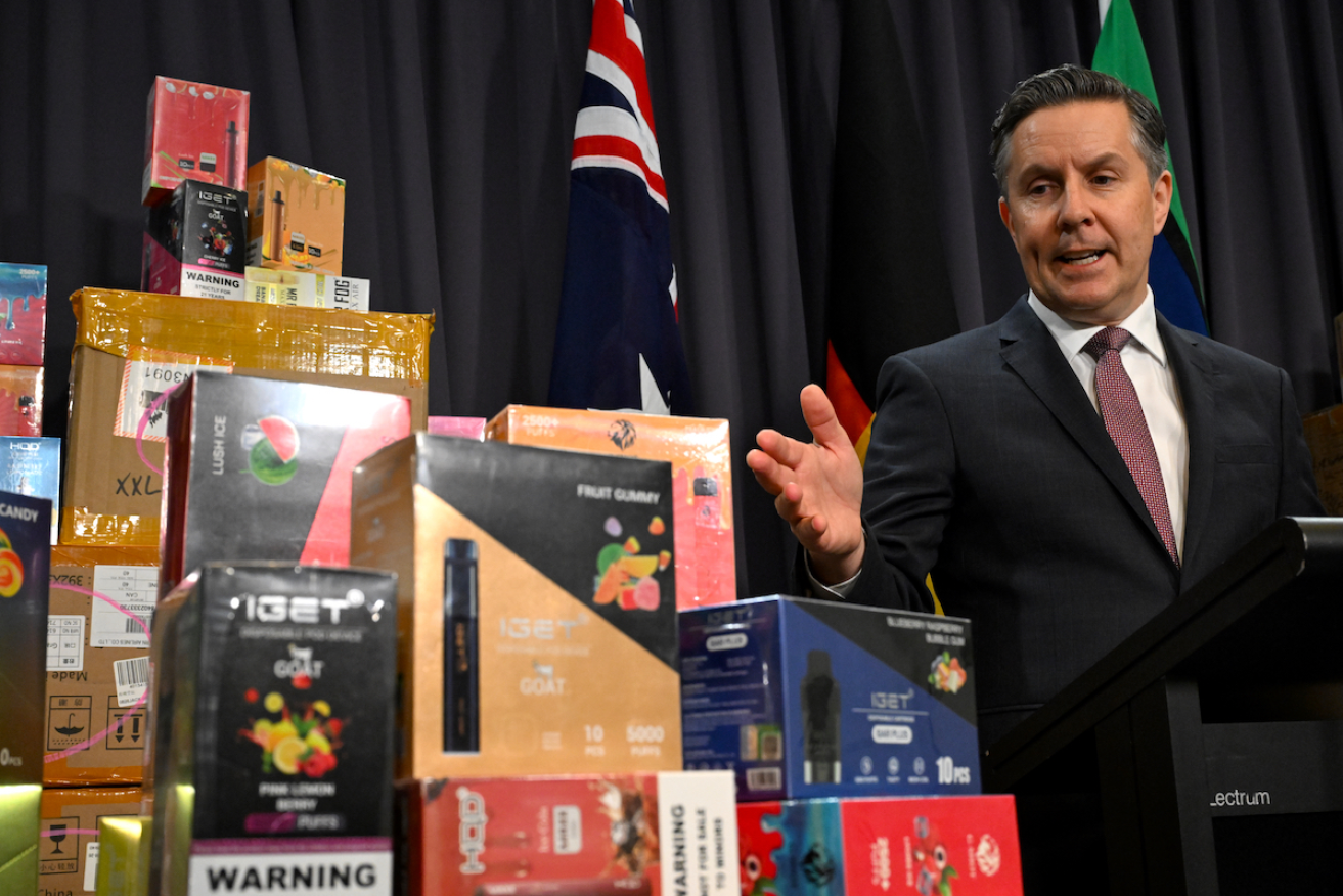 Health Minister Mark Butler has introduced laws to crack down on vapes. Photo: AAP/Lukas Coch