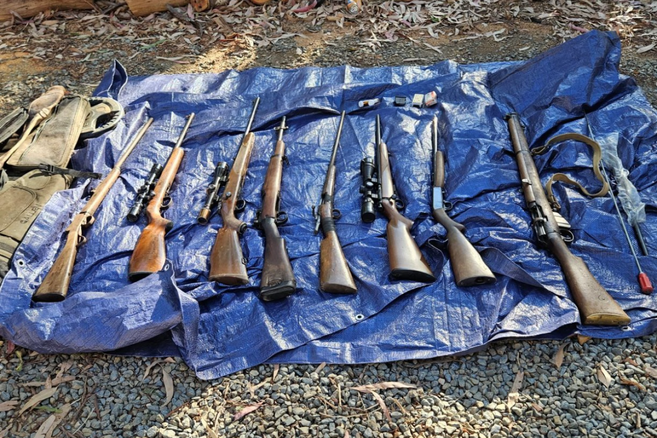 Police say firearms found at Macclesfield were stolen last weekend. Photo: SA Police
