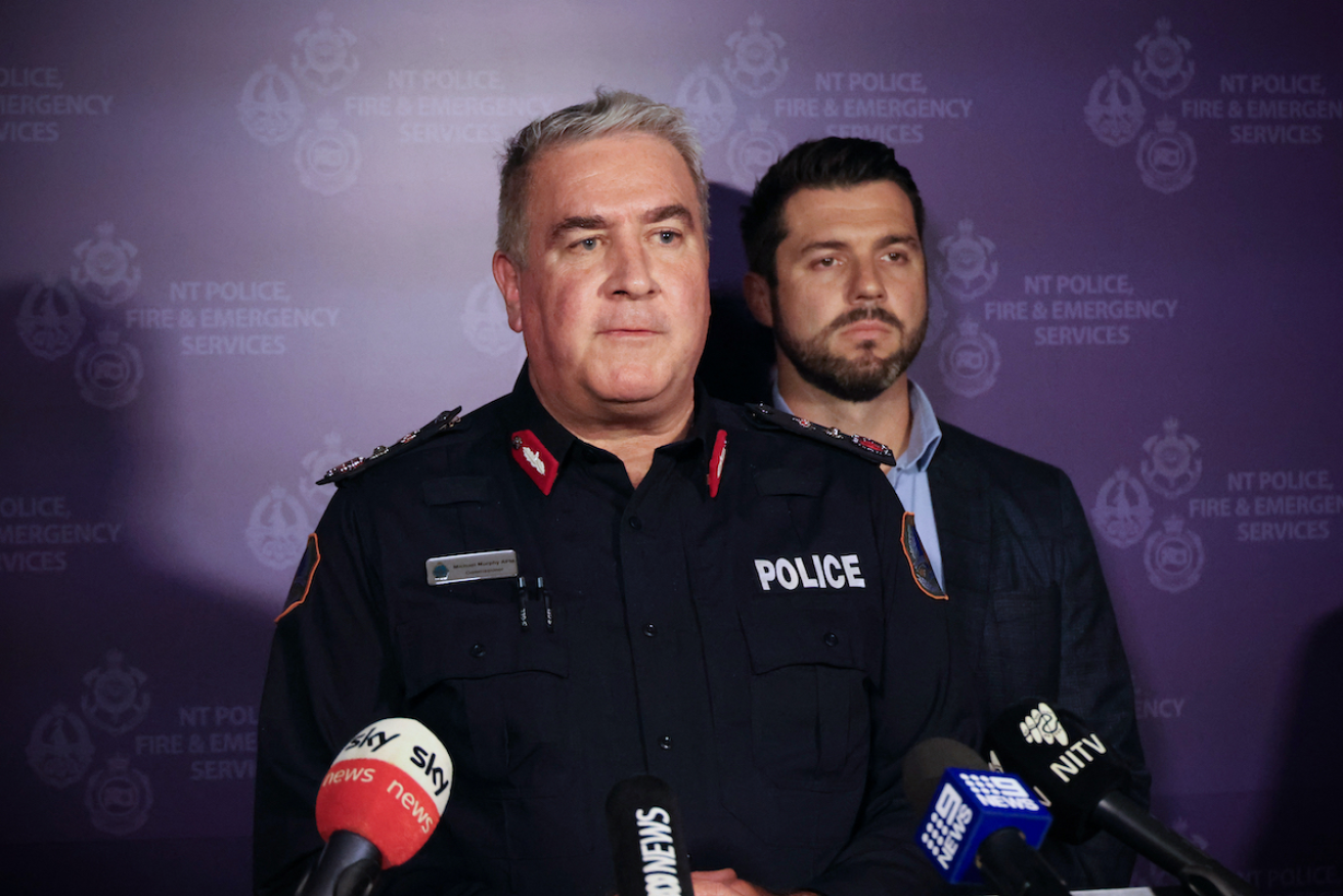 Northern Territory Police Force Commissioner Michael Murphy at a press conference on the Alice Springs emergency declaration. Photo: Neve Brissenden/AAP
