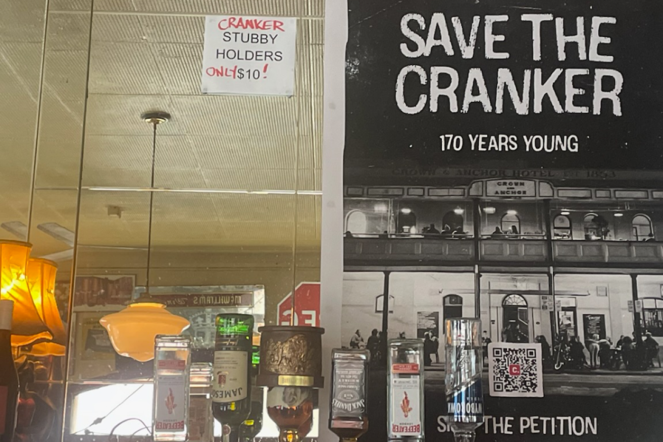 A petition poster in the Crown & Anchor front bar. Photo: David Eccles/InDaily.