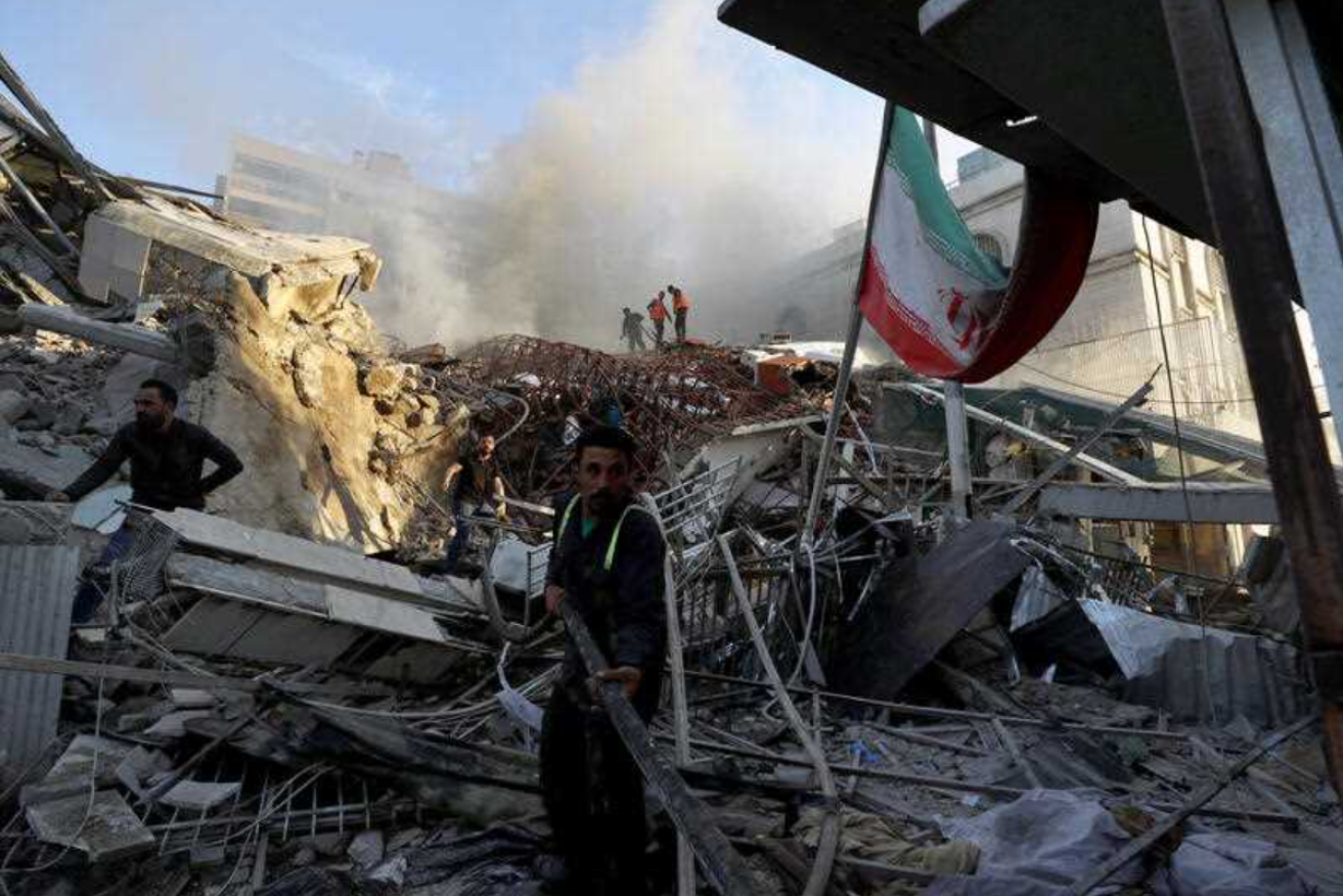 An Israeli airstrike has destroyed the consular section of Iran's embassy in Damascus, killing or wounding everyone inside, Syrian state media said Monday. Photo: AP Photo/Omar Sanadiki