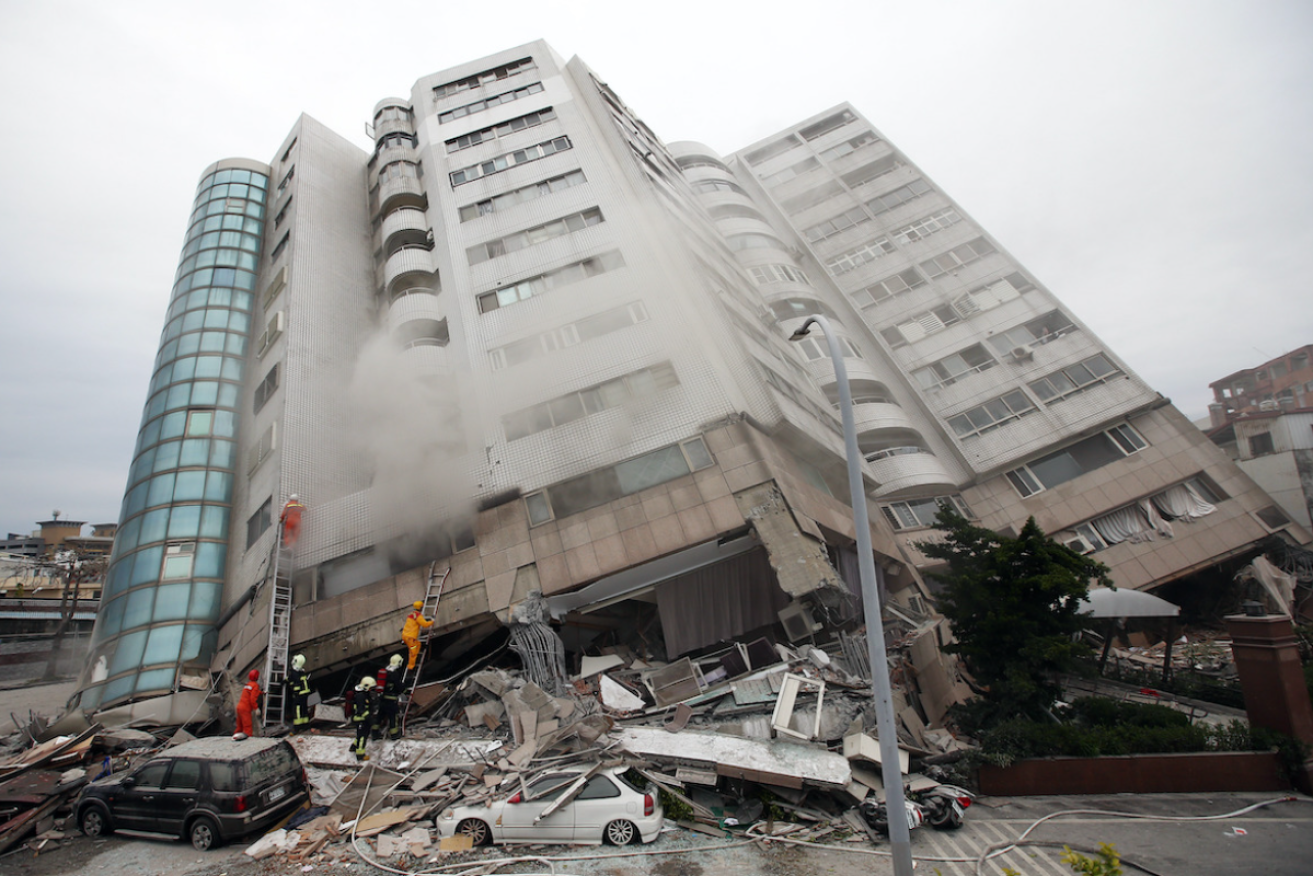 A collapsed apartment building in Taiwan. Photo: AP