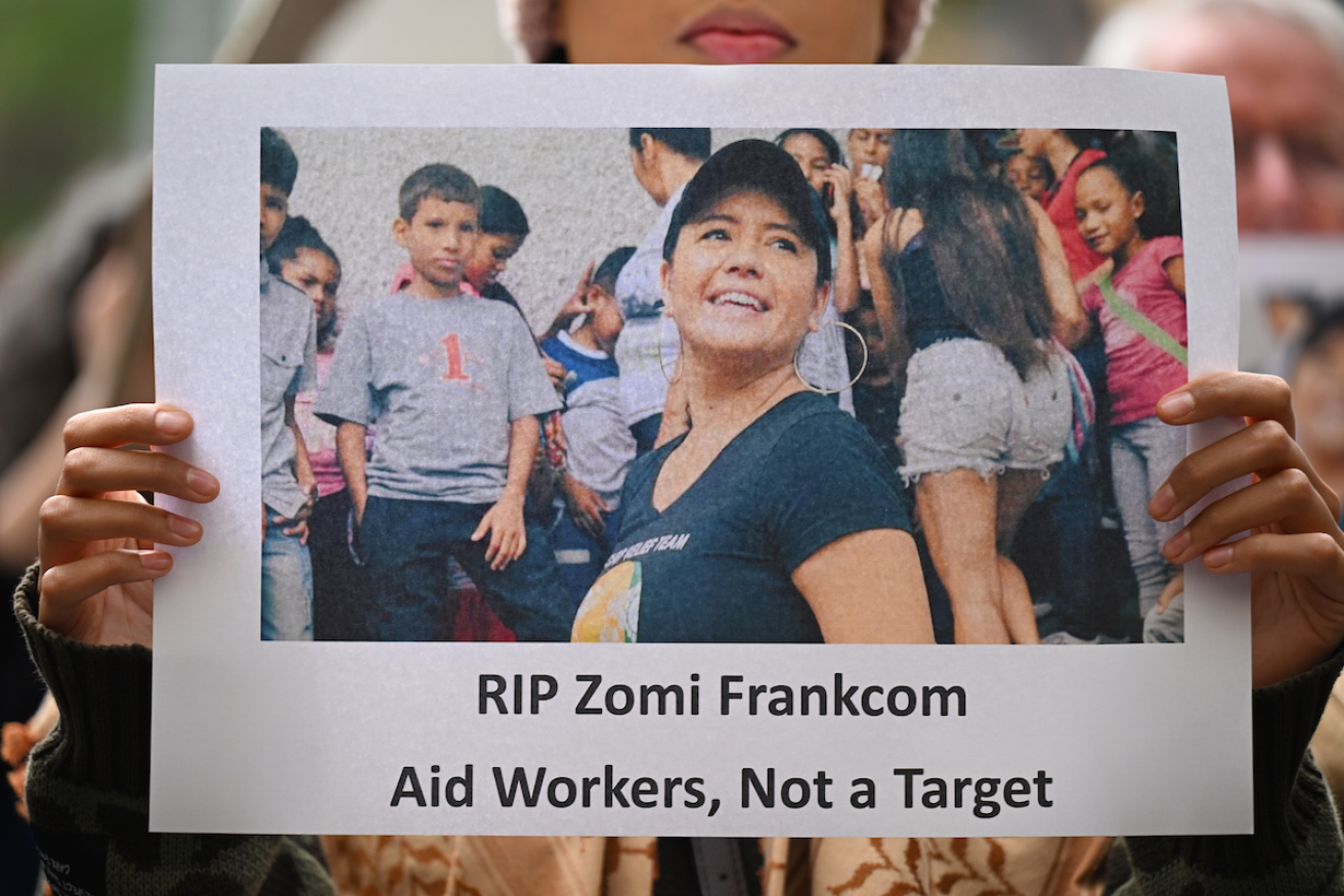 Australian Zomi Frankcom and six other food aid workers died in a drone strike on their vehicles in Gaza. Photo: James Ross/AAP