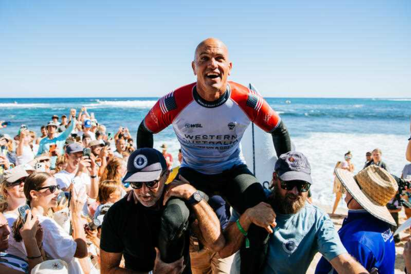 Eleven-time WSL Champion Kelly Slater is retiring after failing to advance in the Margaret River Pro. Photo: AAP Image/Supplied by Aaron Hughes, World Surf League