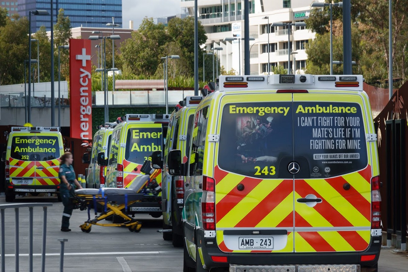 Ambulances ramped at the RAH. Photo: Tony Lewis/InDaily