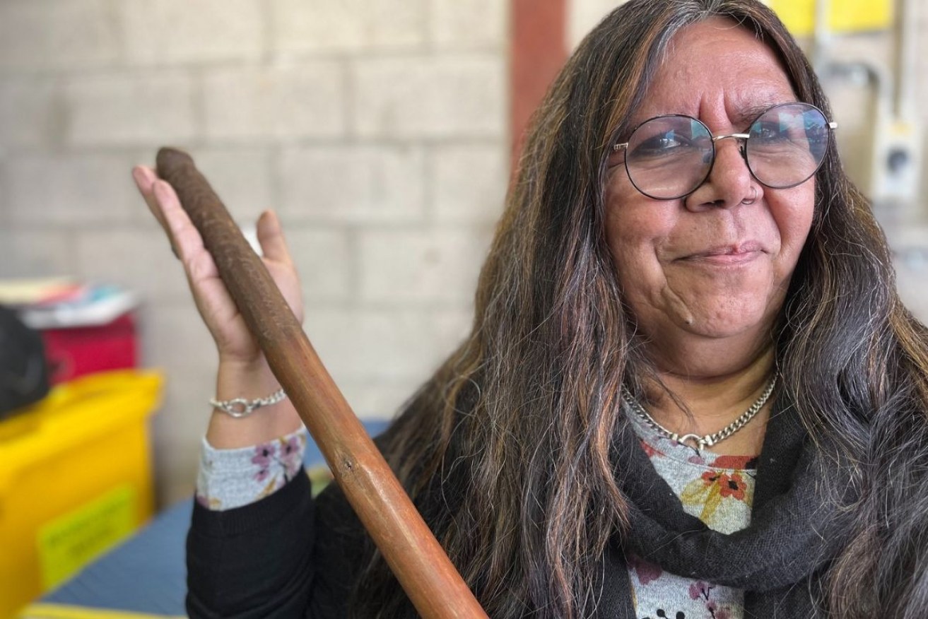 Kaurna Yerta Aboriginal Corporation Chairperson Mitzi Nam first welcomed the artefacts back to Australia in August 2023. Today, they're returned in an on-Country ceremony. This photo: AIATSIS/via Facebook