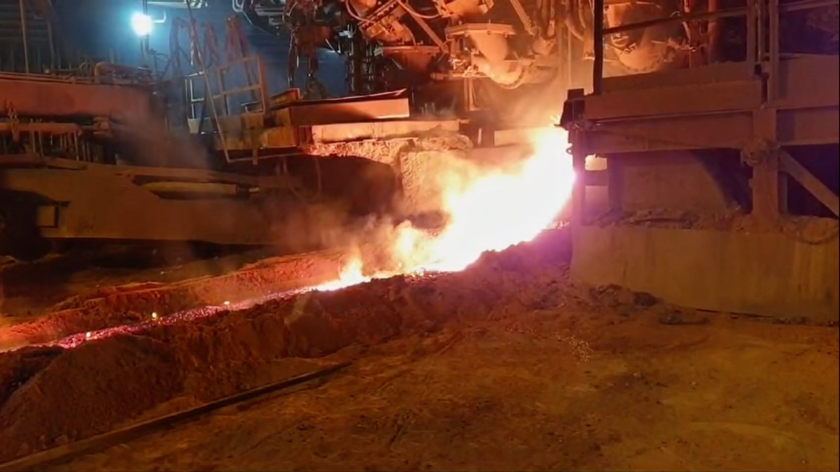 Whyalla Steelworks blast furnace operating