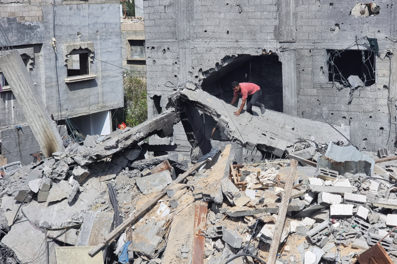 The aftermath of an Israeli airstrike in Gaza on Monday. Photo: AP/Mohammad Jahjouh