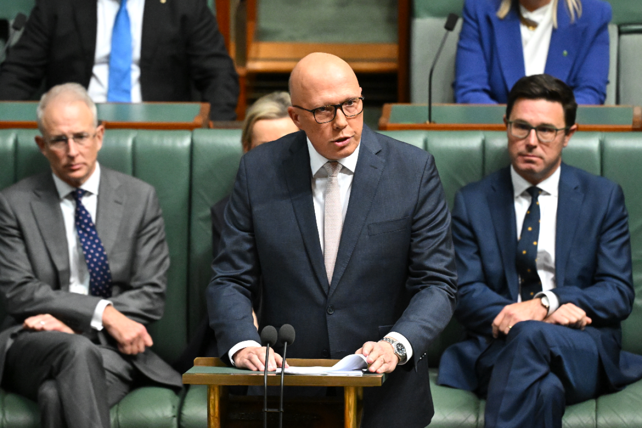 Opposition leader Peter Dutton delivers his budget reply speech on Thursday. Photo: AAP