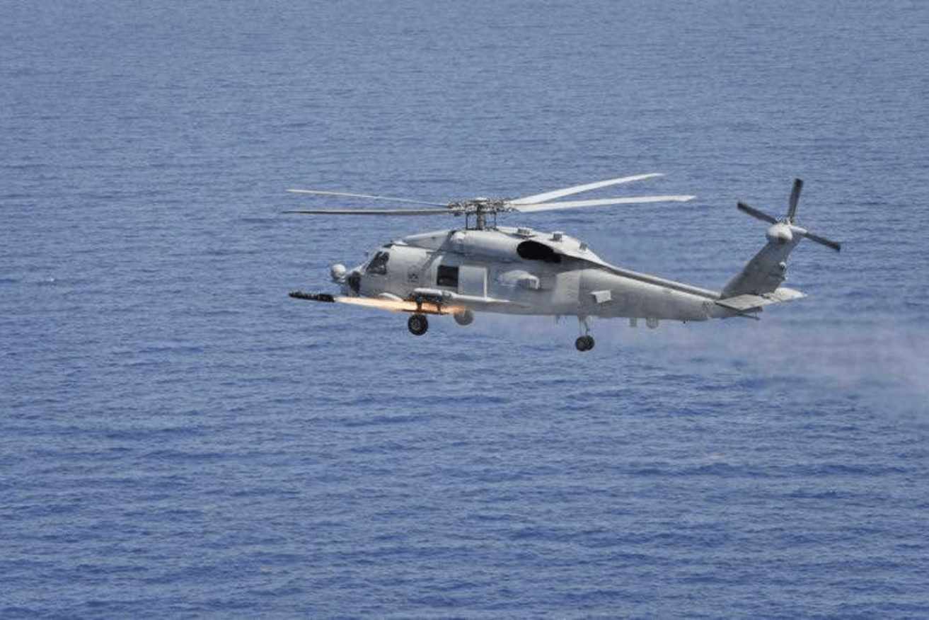 A Royal Australian Navy MH-60R Seahawk Romeo maritime combat helicopter. Photo: AAP Image/Royal Australian Navy