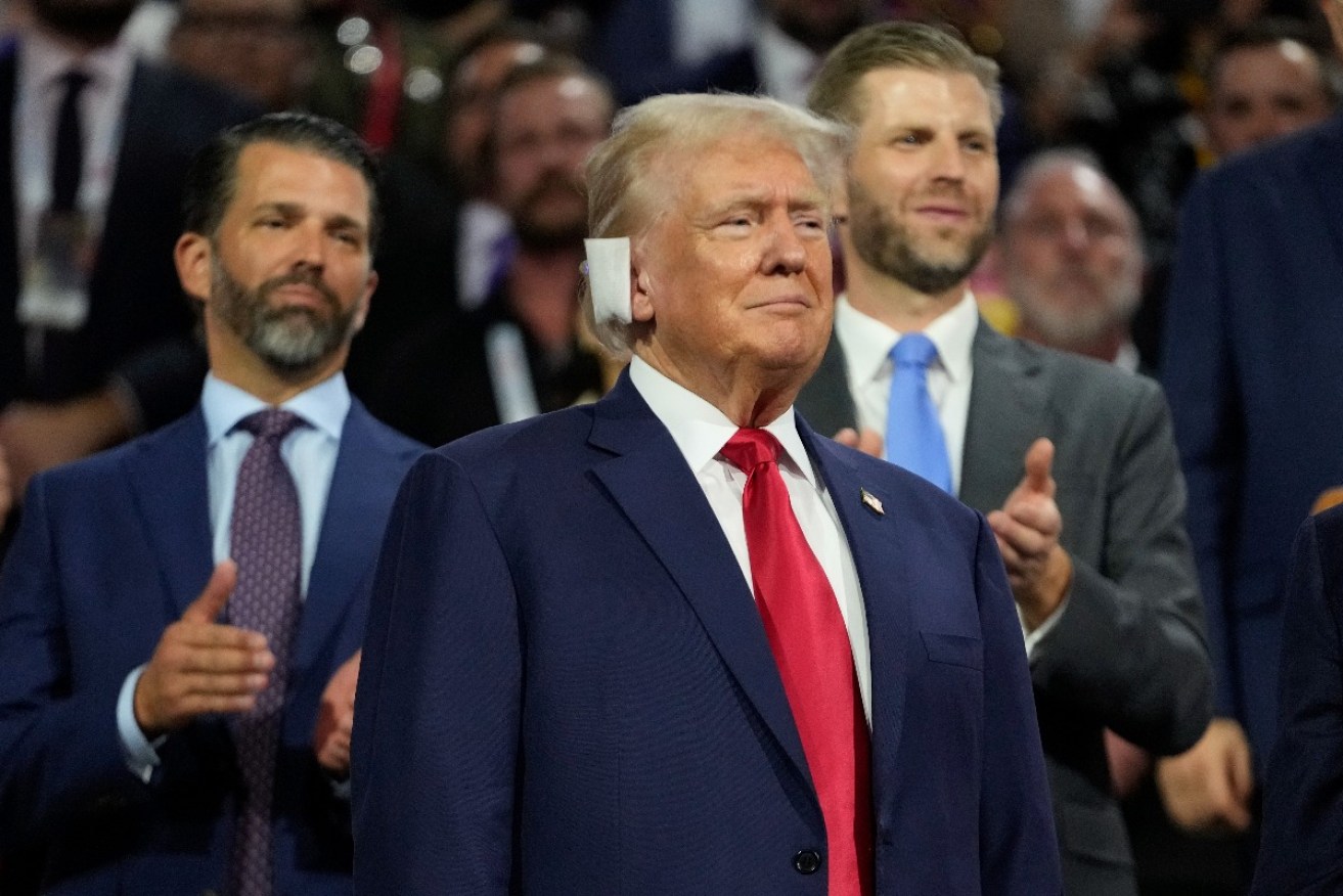 Former President Donald Trump appears during the Republican National Convention on Monday, July 15 in Milwaukee. Photo: Paul Sancya/AP