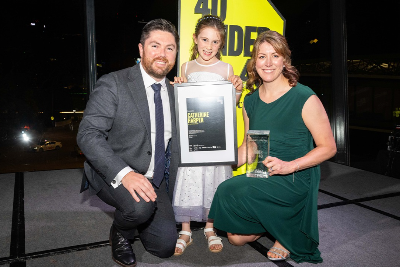 Dr Catherine Harper and her family celebrated her being named InDaily's First Among Equals. Photo: Morgan Sette