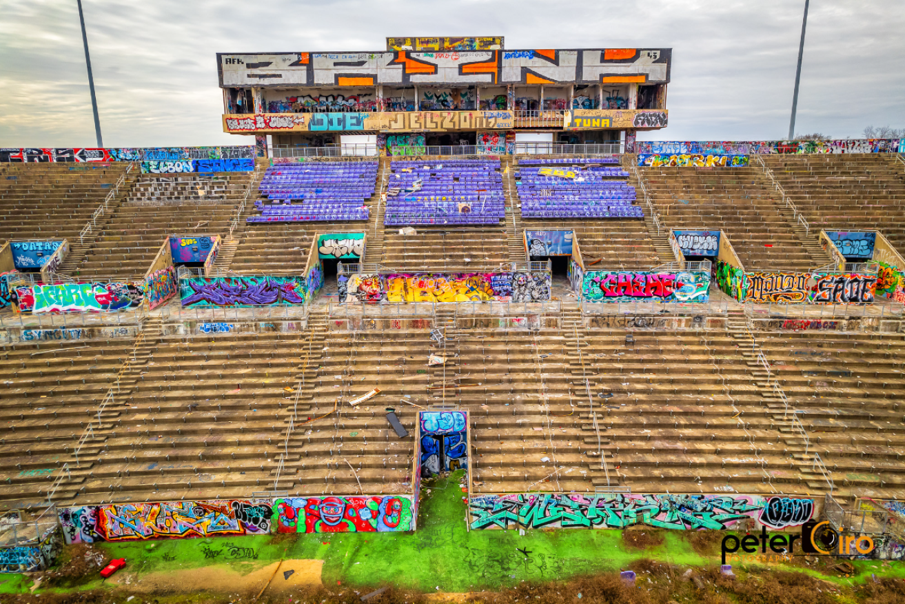 Alonzo Herndon Stadium is a 15,000 seat venue used for hockey during the 1996 Olympics in Atlanta, Georgia. It was abandoned in 2014 and has been used as a set for movies. Photo: Peter Ciro