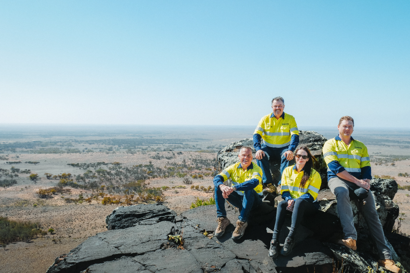 The Magnetite Mines team at Razorback: Simon Smith CFO, Tim Dobson CEO, Gemma Brosnan GM External Affairs, Trevor Thomas Study Director. Photo: Supplied.